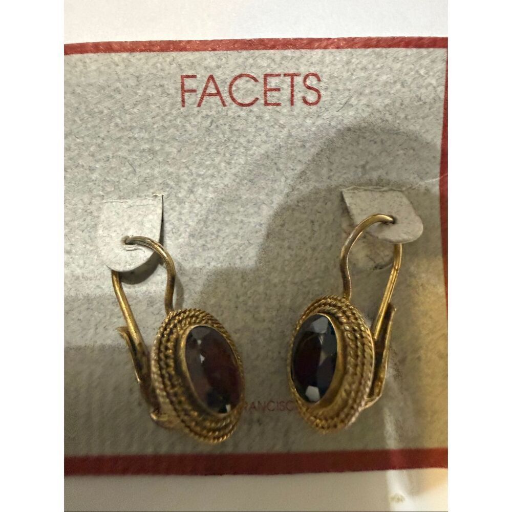Facets Women's Gold-Tone Oval Faceted Onyx Gemstones Leverback Drop Earrings Nwt